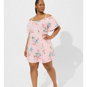 NWT Torrid Mini Challis Cold Shoulder Dress